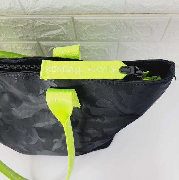 Kendall + Kylie Black Camo Neon Yellow  Stripe Tote Bag - Picture 8 of 10